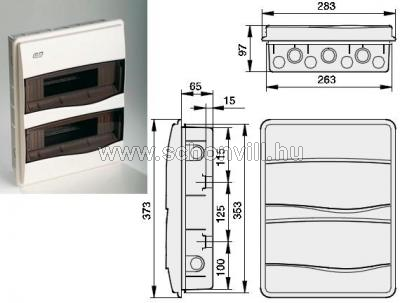 IDE BM24PT/RR Süllyesztett kiselosztó 2 sor / 2x12=24 modul átlátszó ajtóval, fehér IP40 1.