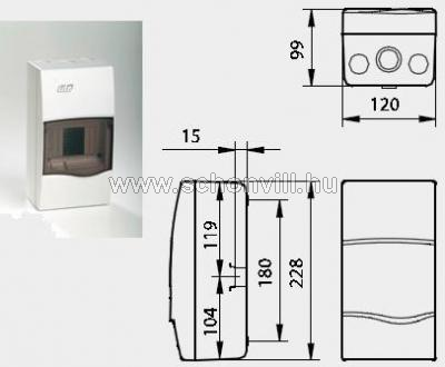 IDE BV04PT/RR Falonkívüli kiselosztó 1/4 modulos fehér átlátszó ajtóval 24352 1.