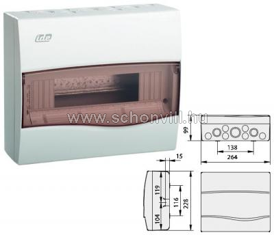 IDE BV12PT/RR Falonkivüli doboz 1/12 modul átlátszó ajtóval fehér 24952 1.