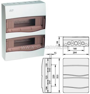 IDE BV24PT/RR Falonkivüli kiselosztó 2-soros 2x12=24 modul átlátszó ajtóval, fehér 25552 1.