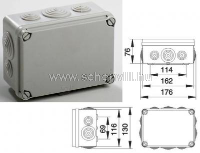 IDE EV161 Kötődoboz 164x119x79mm IP65 kúpos kábelbevezetővel 1.