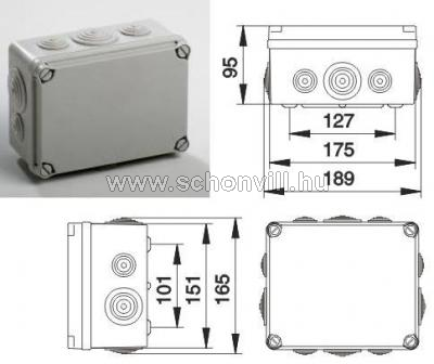 IDE EV171 Kötődoboz 189x165x95mm IP65 kúpos kábelbevezetővel 1.