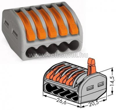 WAGO 222-415 Oldható univerzális karos 5-pólusú vezetékösszekötő 0,08 - 4mm² vezetékhez 1.