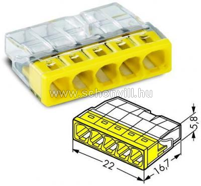 WAGO 2273-205 Csavar nélküli 5-pólusú vezetékösszekötő 0,5 - 2,5mm² vezetékhez 1.