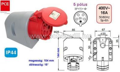 PCE 115-6 ráépíthető dugalj 16A 5-pólusú 400V~ 6h 1.