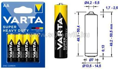 VARTA SUPER HEAVY DUTY 2006 R6P AA mignon 1,V-os féltartós cink-szén ceruza elem 4db/bliszter 1.