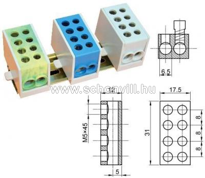 TRACON FLE-25 Főáramköri leágazó kapocs 4x25mm2, szürke 1.