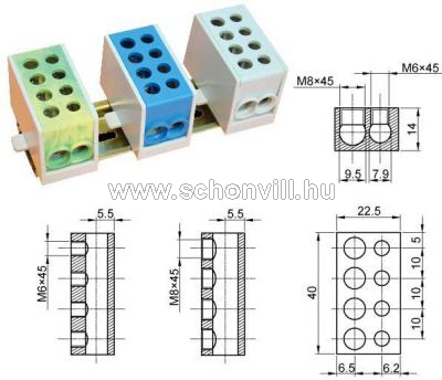 TRACON FLE-35/25 Főáramköri leágazó kapocs 2x25+2x35mm², szürke 1.