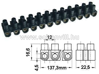 TRACON SF15A-U Flexibilis sorkapocs 10 mm², 50A, U 12 tagú, PE fekete 1.