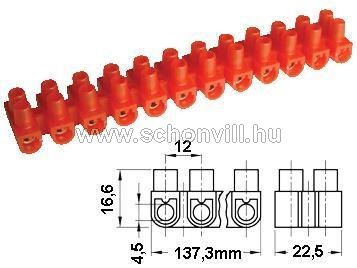 TRACON SP15A-U Flexibilis sorkapocs 10 mm², 50A, U 12 tagú, PE piros 1.