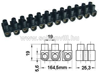 TRACON SF30A-U Flexibilis sorkapocs 16 mm², 63A, U 12 tagú, PE fekete 1.