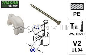 TRACON N1-20 Kábelszorító bilincs d=6 mm kábelhez, 20 db-os csomagban 1.