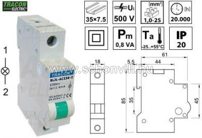 TRACON SLJL-AC230-Z Sorolható Ledes jelzőlámpa zöld 230VAC 1.