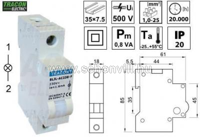 TRACON SLJL-AC230-F Sorolható Ledes jelzőlámpa fehér 230VAC 1.