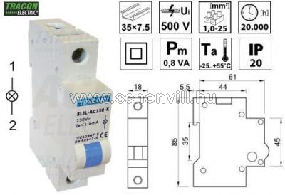 TRACON SLJL-AC230-K Sorolható Ledes jelzőlámpa kék 230VAC 1.