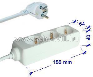 TRACON H3 Hordozható elosztósáv 3 db SHUKO, 1,5m 3x1,0mm², 230V, 16A 1.