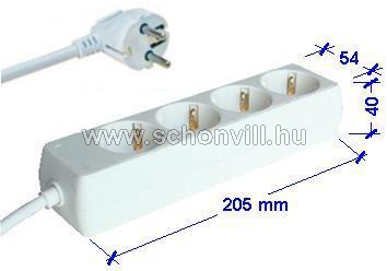 TRACON H4 Hordozható elosztósáv 4 db SHUKO, 1,5m 3x1,0mm², 230V, 16A 1.