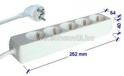 TRACON H5 Hordozható elosztósáv 5 db SHUKO, 1,5m 3x1,0mm², 230 V, 16 A 1.