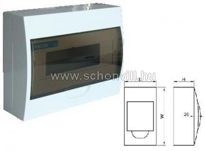 TRACON EDFK-12/1 Elosztódoboz falon kívüli 1 sor/12 modul füstszínű ajtó IP42 1.