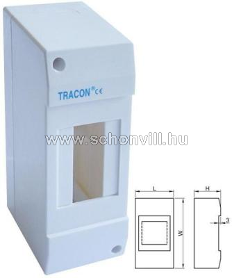 TRACON EDFK-2/1AN TRACON EDFK-2/1AN Elosztódoboz falon kívüli, ajtó nélkül 1 sor/2 modul, IP42 1.