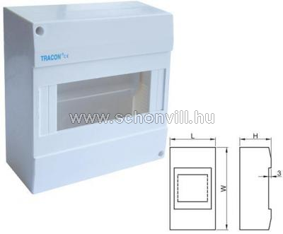 TRACON EDFK-8/1AN Elosztódoboz falon kívüli, ajtó nélkül 1 sor/8 modul, IP42 1.