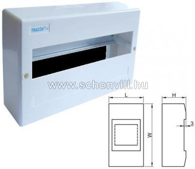 TRACON EDFK-12/1AN Elosztódoboz falon kívüli, ajtó nélkül 1 sor/12 modul, IP42 1.