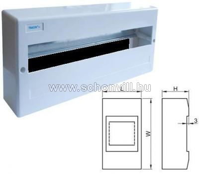 TRACON EDFK-18/1AN Elosztódoboz falon kívüli, ajtó nélkül 1 sor/18 modul, IP42 1.