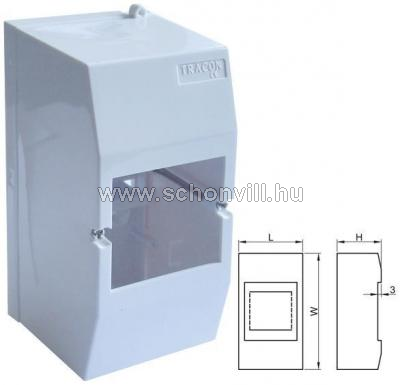 TRACON EDFK-3/1ANP Elosztódoboz falon kív., ajtó nélkül, zárópecsételhető 3 mod 1.