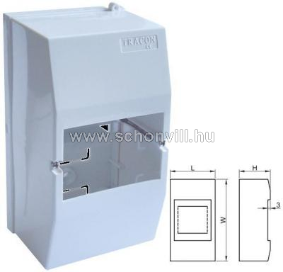 TRACON EDFK-4/1ANP Elosztódoboz falon kív., ajtó nélkül, zárópecsételhető 4 mod 1.