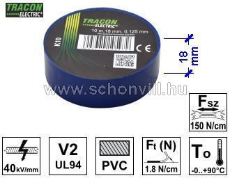 TRACON K10 PVC.Szigetelőszalag 10mx18mm kék 1.