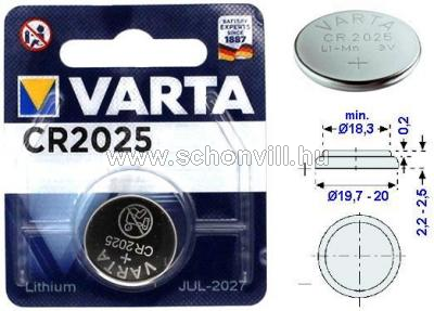 VARTA CR2025 6025 Gombelem 3V 165mAh 1db/bliszter 1.