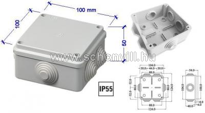 ELETTROCANALI 400C4 100x100x50mm falon kívüli kötődoboz IP55 1.