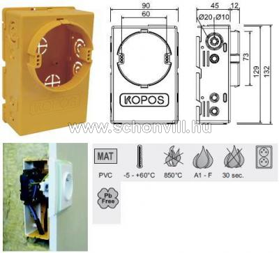 KOPOS KUH 1/L univerzális doboz üreges falakba Ø73mm 90x132x57mm 1.