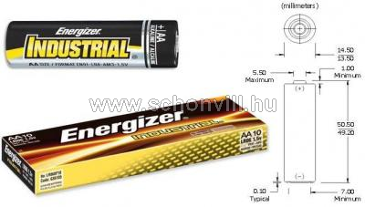 1,5V AA LR06 ENERGIZER INDUSTRIAL tartós alkáli ceruza elem 10db./cs. 1.