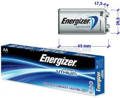 ENERGIZER Ultimate Lithium elem LA522-9V-FR22-E-Block 10db/csomag 1.