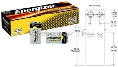 9V 6LR61 ENERGIZER INDUSTRIAL tartós alkáli elem 12db./cs. 1.