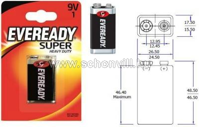 EVEREADY SUPER 1222 6F22 E-block féltartóselem 9V 1db/bl. 1.