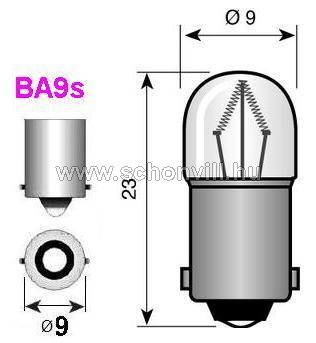 WB 241009 240V 2,4W Ba9s 2000h T9 Ø9x23mm miniatűr jelzőizzó 1.
