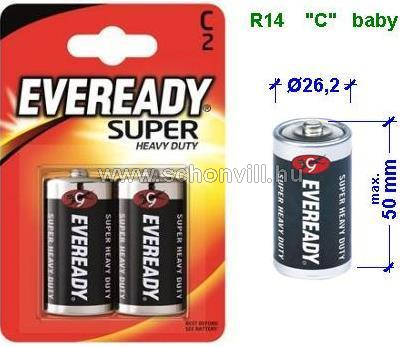 EVEREADY 1235 Super Heawy Duty C R14 féltartós baby szén-cink elem 1,5V 2db/bl. 1.