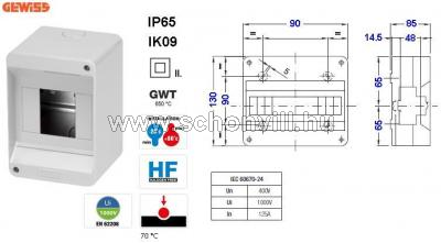 GEWISS GW40023 4 modulos falonkivüli lakáselosztó IP40 ajtó nélküli 1.