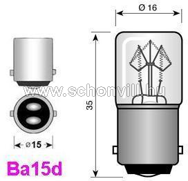 WB 241025 T16 csőbúrás izzó 12V 2W Ba15d 2000h Ø16x35mm 1.