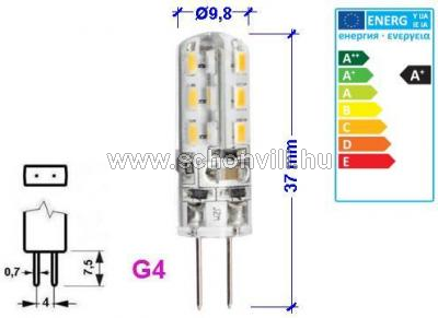 SPECTRUM 13117 1,5W 12V G4 70lm Ø9,8x37mm mini SMD 2323 LED-es izzó 1.