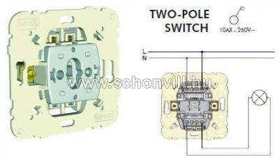 MEC 21021 - Kétpólusú kapcsoló 250V; 10AX 1.