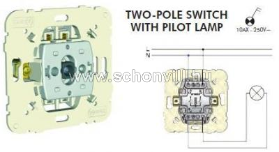 MEC 21023 - Kétpólusú kapcsoló ellenőrzőfénnyel 250V; 10AX 1.