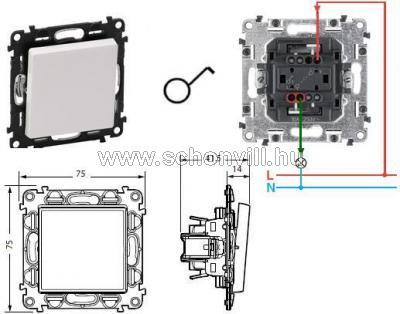 LEGRAND 752101 101-es, 1 -pól. sülly. kapcsoló fehér billentyűvel, keret nélkül Valena Life 1.