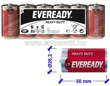 EVEREADY Heavy Duty C R14 féltartós baby szén-cink elem 1,5V 6db/csomag 1.