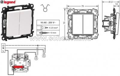 LEGRAND 752105 Valena Life 105, csillárkapcsoló fehér 1.