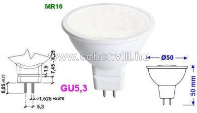 SPECTRUM 13134 LED-es fényforrás 12V 6W GU5,3 450lm 17000h Ø50x50mm, 6000°K hideg fehér 1.