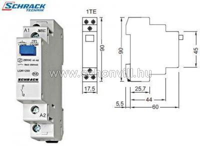 SCHRACK LQ611230 Sorbaépíthető impulzuskapcsoló 1z, 230VAC, 16A, 1KE 1.