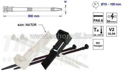 TRACON 350-NY Nyitható kábelkötegelő natúr 350×8mm, D=10-100mm, PA 6.6 1.